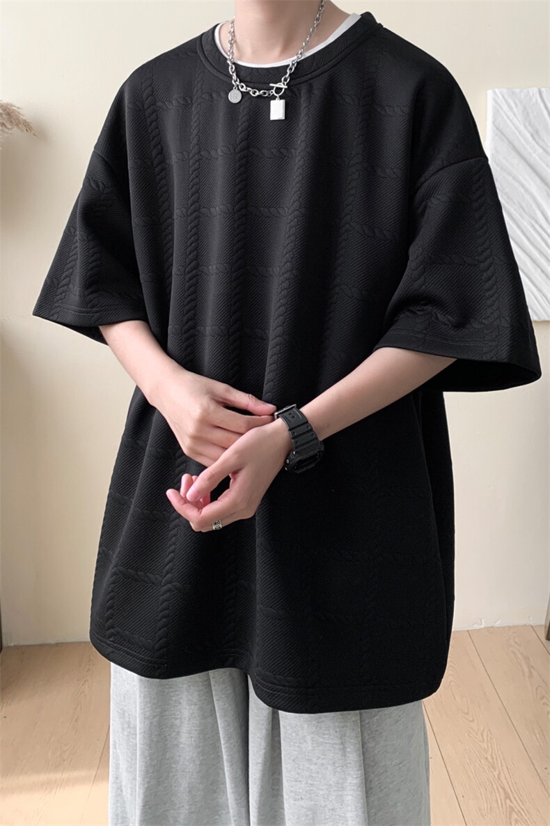 ！2025夏季新款潮牌男士提花短袖T恤情侣半袖TT248特P25,男装T恤,电商B220