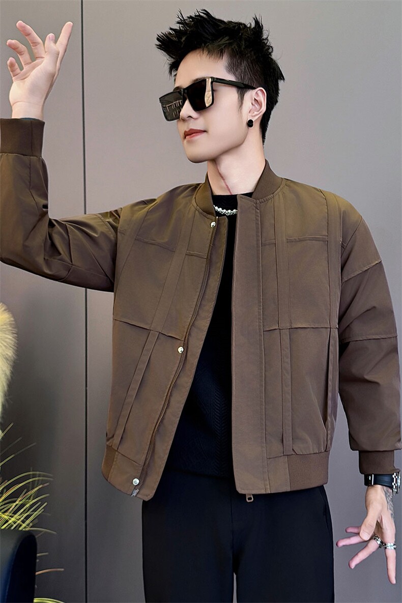 JK01-P98控138春秋季潮牌撞色时尚服领短款夹克男休闲2025新款潮,男装夹克,星座102A（原电商D309-1）
