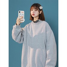 NQ545TP25多色~春季2022情侣圆领上衣男女叠穿纯色宽松卫衣,男装卫衣,电商A102-1