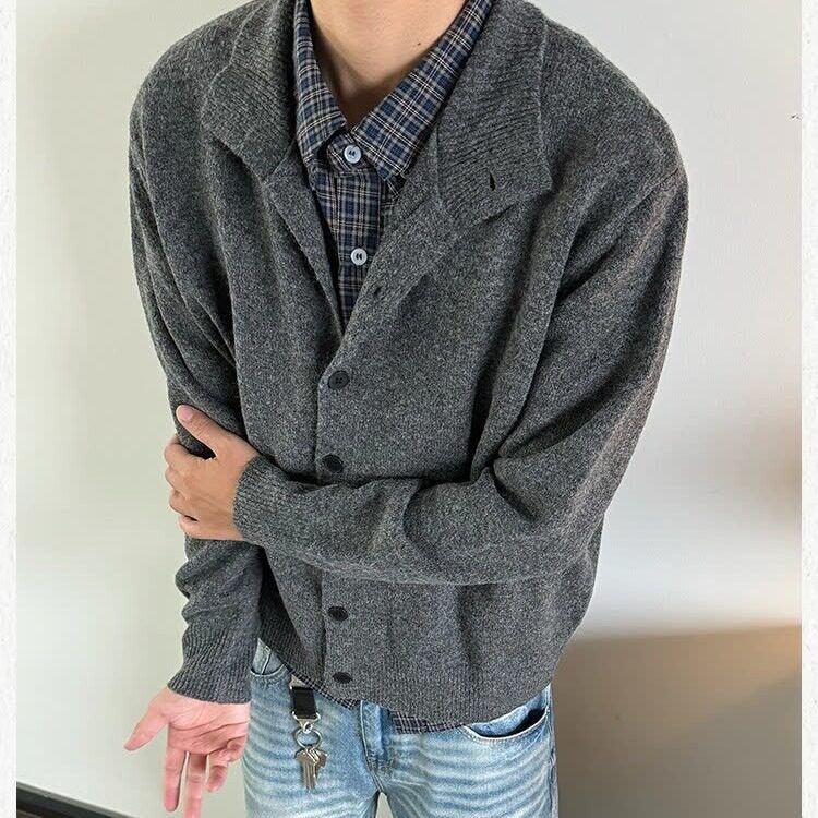 美式复古半高领羊毛毛衣男款秋季慵懒风高级感针织衫休闲开衫外套,男装针织衫/毛衣,星座1210-1