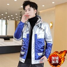 冬季亮上拼羽棉服男模特加厚夹克保暖外套工装棉衣黄871加绒，男装夹克，星座1207