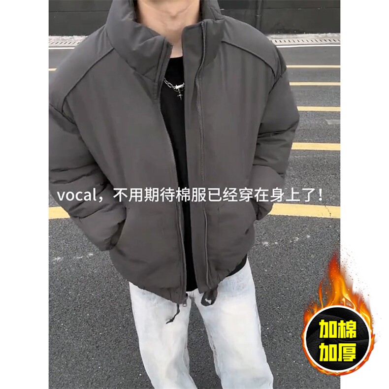 现货美式高街休闲棉衣夹克三防立领纯色户外工装加厚棉服外套图片