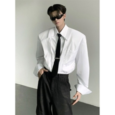 [006]纯色春秋款衬衫男女百搭翻领长袖衬衣A079-CA6702-P43，男装衬衫，电商A079
