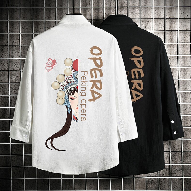 QC58161-P45 亚麻七分袖衬衫男大码五分袖衬衣男短袖 网格挂拍图片