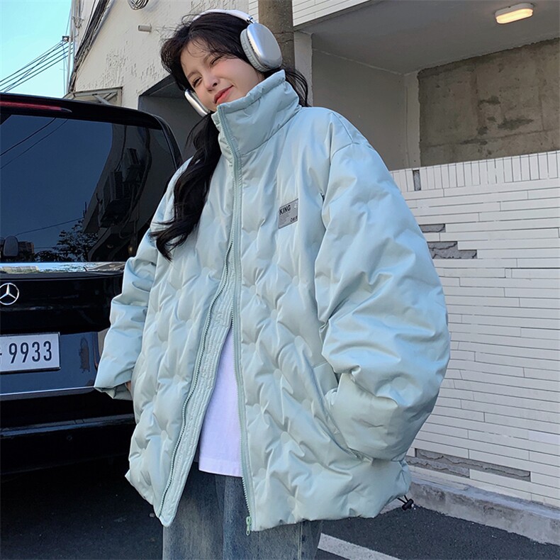 A071-P110男女潮牌冬季压褶立领加厚情侣外套2022学生棉服,男装棉衣,星座911