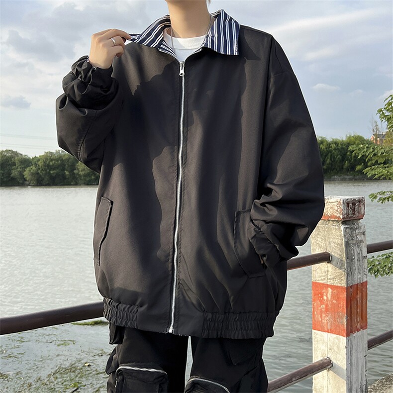 2025秋两面穿条纹外套男大码休闲夹克JK92P65,男装夹克,电商C323