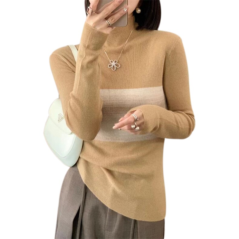 时尚百搭女士羊毛衫简约优雅修身显瘦长袖针织衫,女装羊毛衫,宛庄羊绒