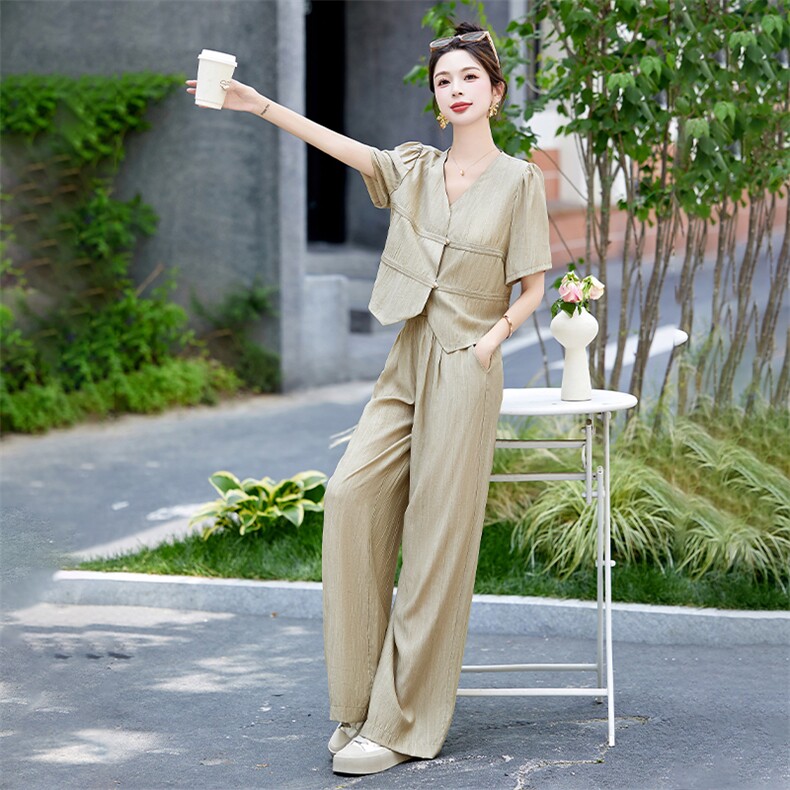 气质穿搭一整套时尚时尚套装2024新款女显瘦减龄潮流两件套裤夏装,女装套装/套裙,采品优优