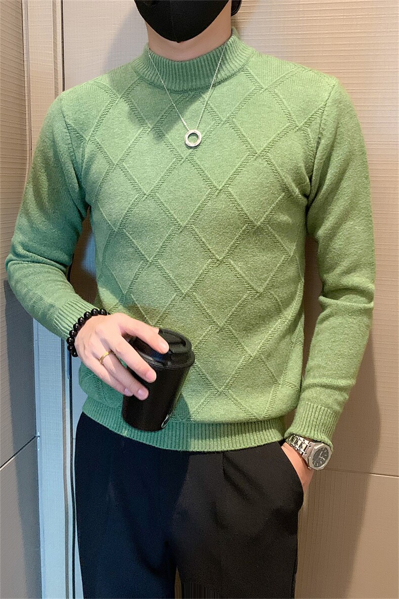 精神小伙秋冬季男士套头针织衫菱形格提花毛衣男C208-8891-特P48,男装针织衫/毛衣,电商C208