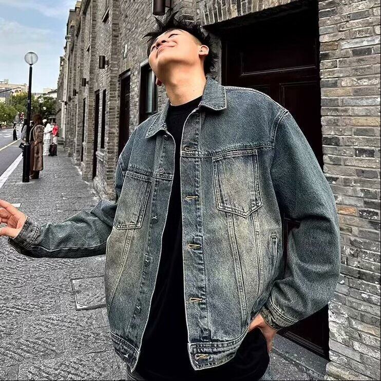 W9239-P63网图现货春季新款复古牛仔外套美式高街宽松休闲夹克,男装夹克,星座1608-2