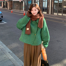 现货新款双面羊毛呢流苏宽松毛呢外套，女装双面呢大衣，丝露依尚（原SL）