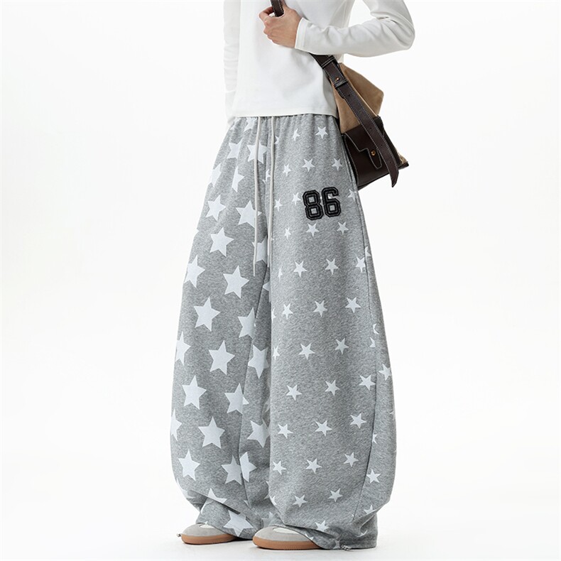 【现货】XZ1218 BKW34 特价P46 美式复古星星满印松紧卫裤图片