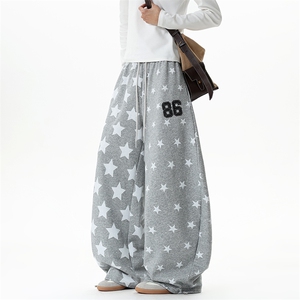 【现货】XZ1218 BKW34 特价P46 美式复古星星满印松紧卫裤图片