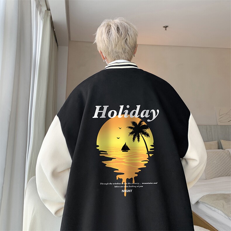 摇粒绒棒球服男大码开衫卫衣男夹克BF86266-P65,男装夹克,电商A040
