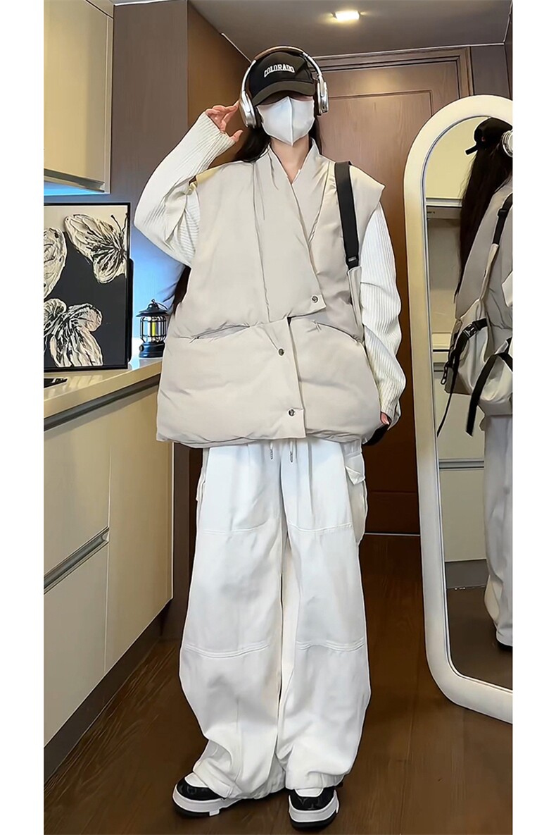 日系无袖坎肩背心复古高级感优雅棉服纯色马甲HY684TP75,男装背心/马甲,电商A102B