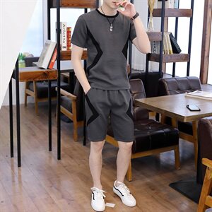 男士冰丝短袖T恤潮流休闲运动套装男装夏装一套衣服帅气T719-P50图片