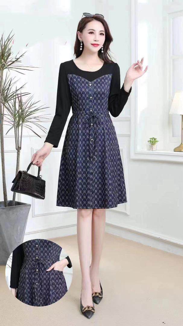 秋款牛仔连衣裙，女装连衣裙，依启蒙(1F)