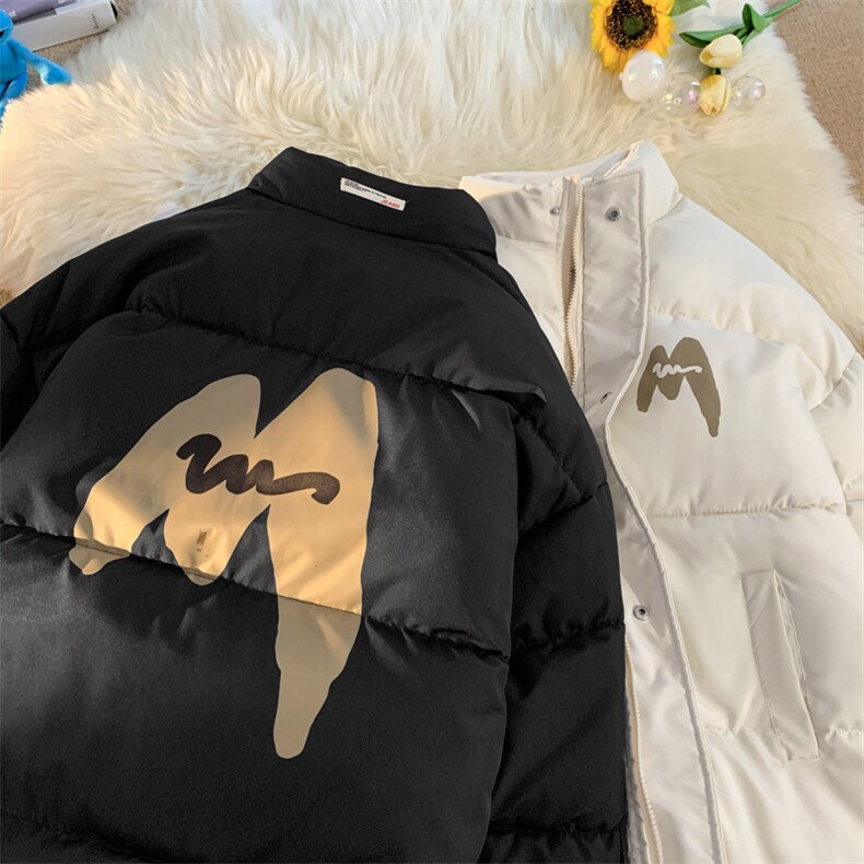 情侣棉衣新款立领面包服M字母棉服棉袄外套3352-P65控98量大有差图片