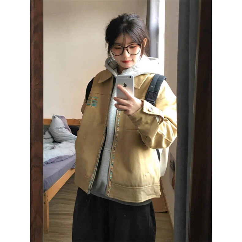 春季新款港风美式复古宽松中长款翻领工装夹克设计感JK1432-P95,男装夹克,星座313A(原308A-2)