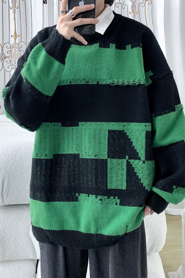 M6136/P65秋冬新款针织衫男学生潮流宽松毛衣男外套大码毛线衣男,男装针织衫/毛衣,电商A141