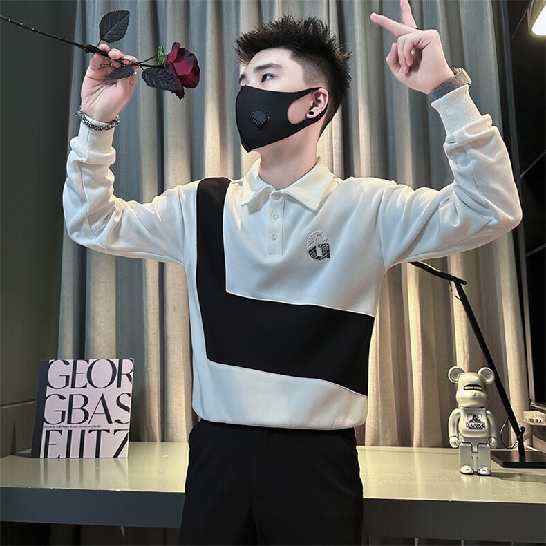 痞帅高级感拼接翻领男士卫衣外套社会小伙店主风301C-WY49P58控78,男装卫衣,星座301C（原B323）