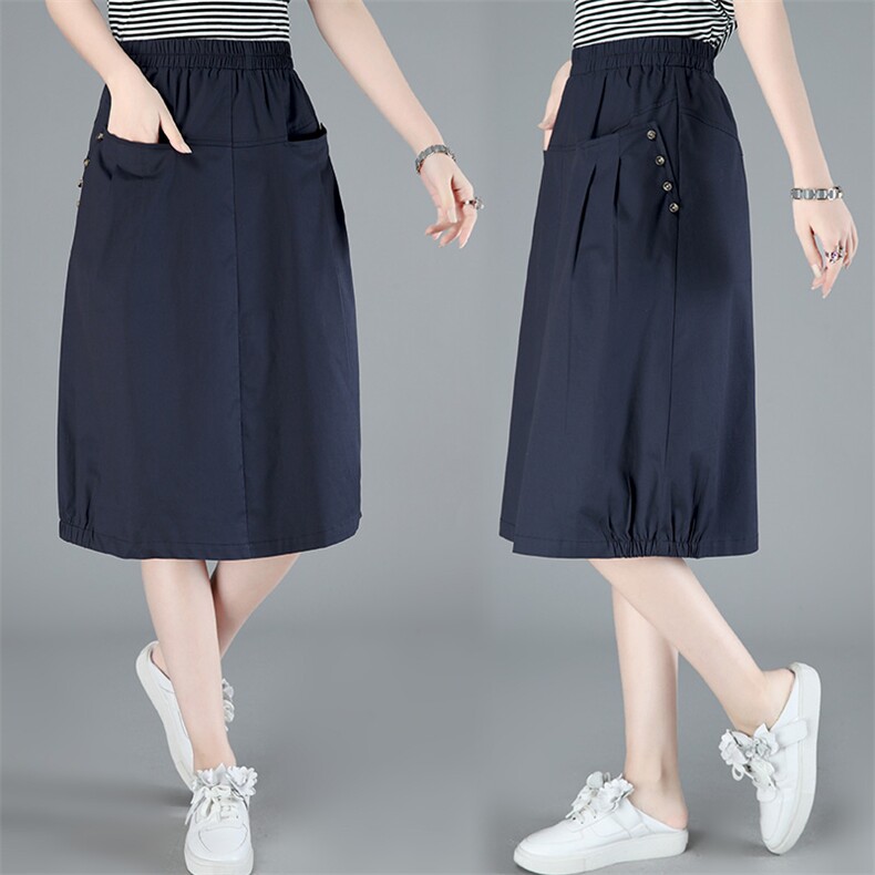 2023春秋季半身裙纯色中长款百搭舒适，女装半身裙，玛其路