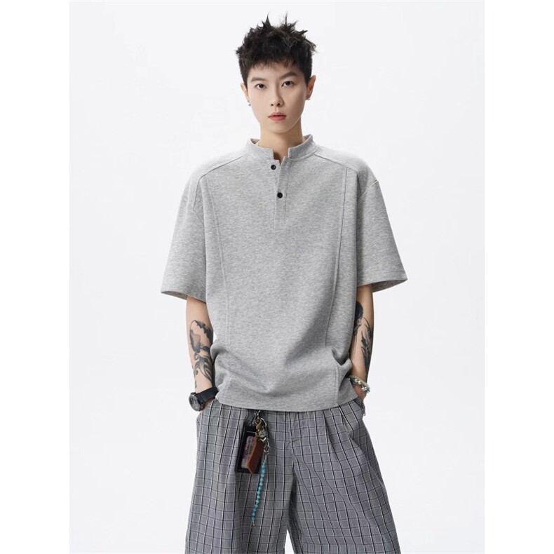 网图-高街痞帅夏季POLO衫正肩拼接男装短袖T恤大码上衣S430-特28，男装T恤，电商A233-1