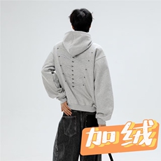美式Cleanfit复古加绒加厚刺绣连帽卫衣上衣WY0745-P50加绒P56，男装卫衣，星座308B-2