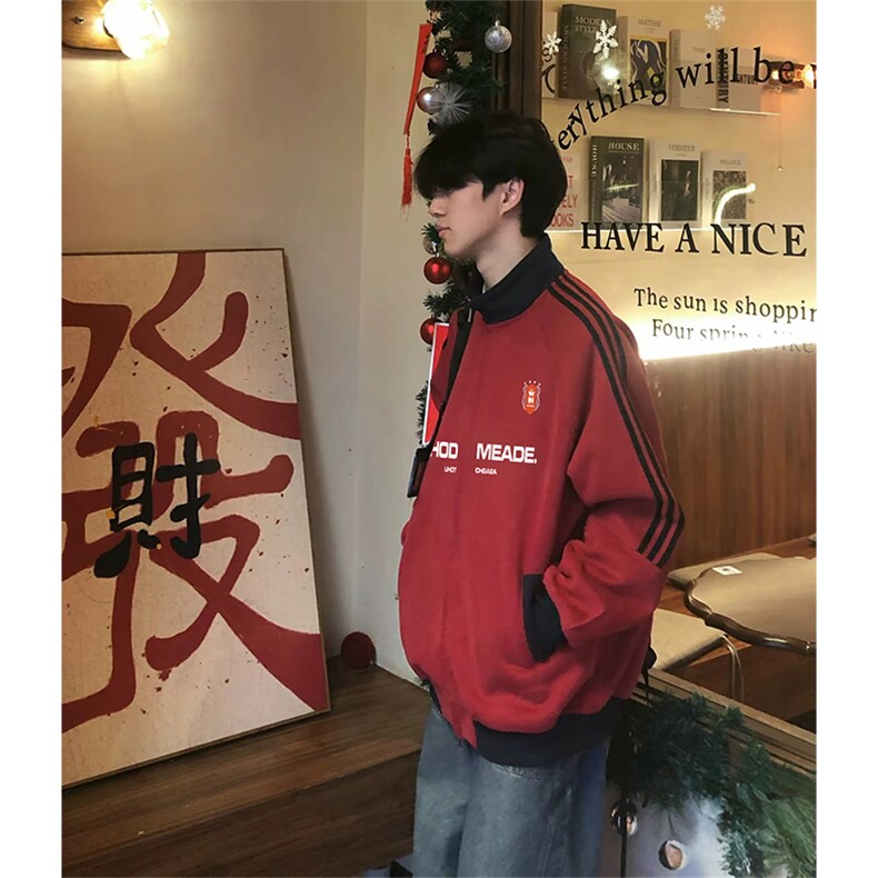 抖音得物美式高街重磅结构设计拼接织带立领印花卫衣外套ACM4201,女装短外套,电商A443