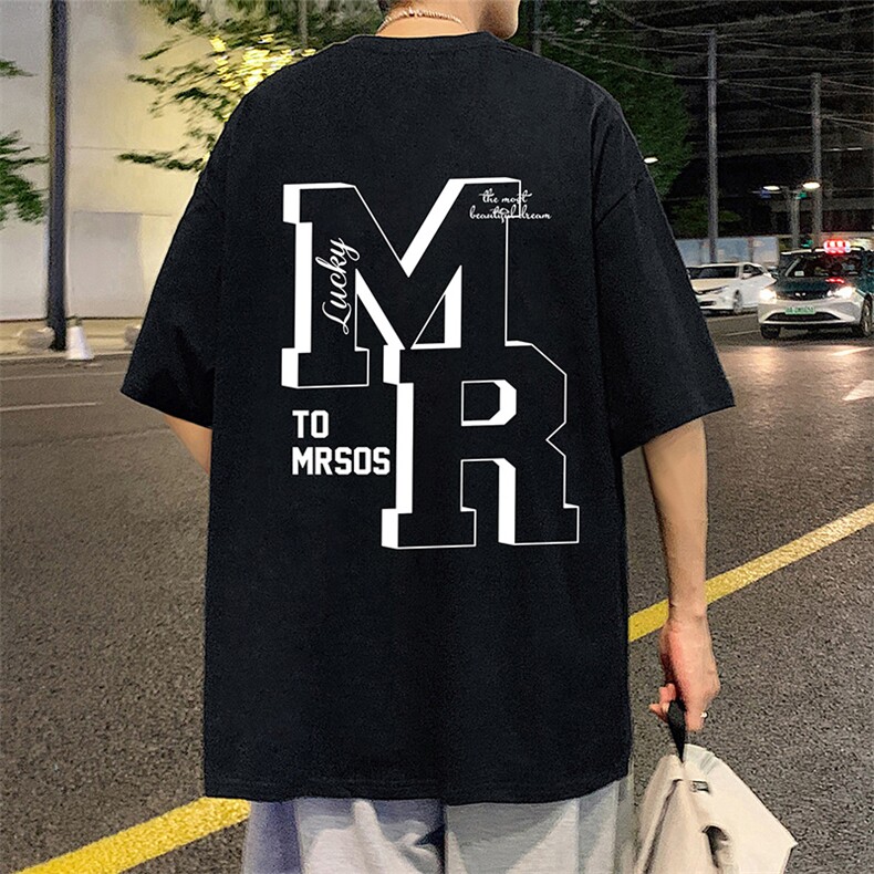 T615P26夏季新款港风纯棉短袖T恤ins衣服宽松半袖体恤字母上衣,男装T恤,星座304A