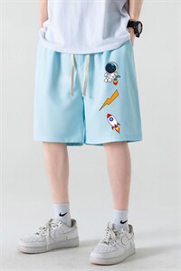 HD74165-P22 华夫格短裤男大码宽松五分裤男直筒中裤图片