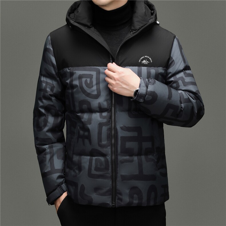 2025新款冬季男士连帽短款90%白鸭绒羽绒服大衣加厚羽绒服外套,男装羽绒服,钱塘723