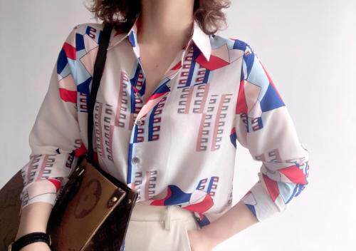 【现货】2021春季新品真丝双绉印花衬衫，女装衬衫，七七迷兰