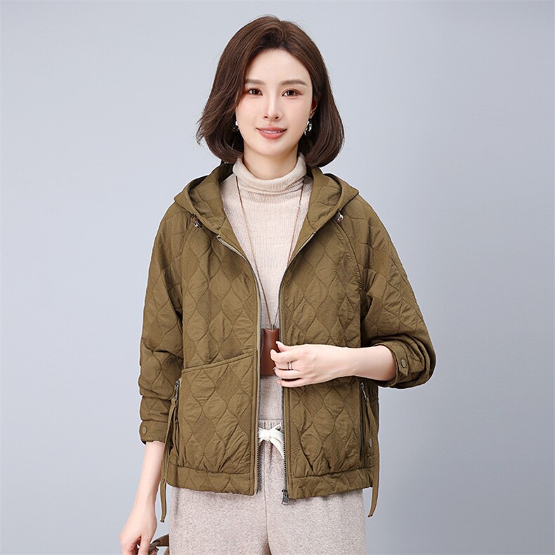2025秋装新款宽松休闲显瘦简约连帽外套,女装短外套,雪樱依海