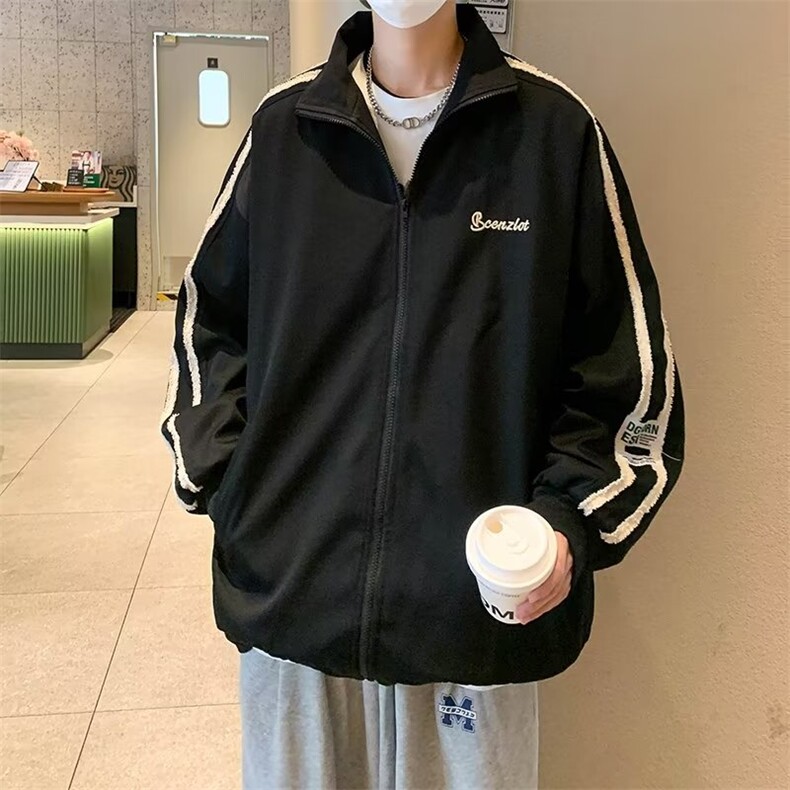 外套ins潮高级感半高领棒球服夹克男春秋款设计感小众W195,男装夹克,星座1116A-1（原606A）