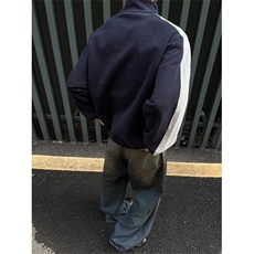 美式复古拼接立领卫衣男女韩版宽松休闲潮流学院bf风情侣套头外套，女装短外套，四季星座505