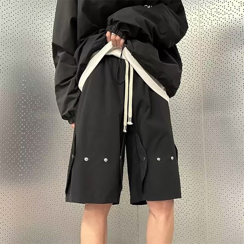 CP1147-P26设计感运动短裤男生高街夏季宽松阔腿休闲五分裤,男装牛仔裤,电商B323A