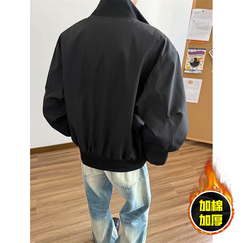 棉衣5W件现货冬季美拉德立领飞行夹克廓形高街棒球服加棉加厚外套,男装夹克,电商A486