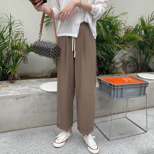 【现货】5882天丝亚麻挽脚阔腿裤，女装，海维恩