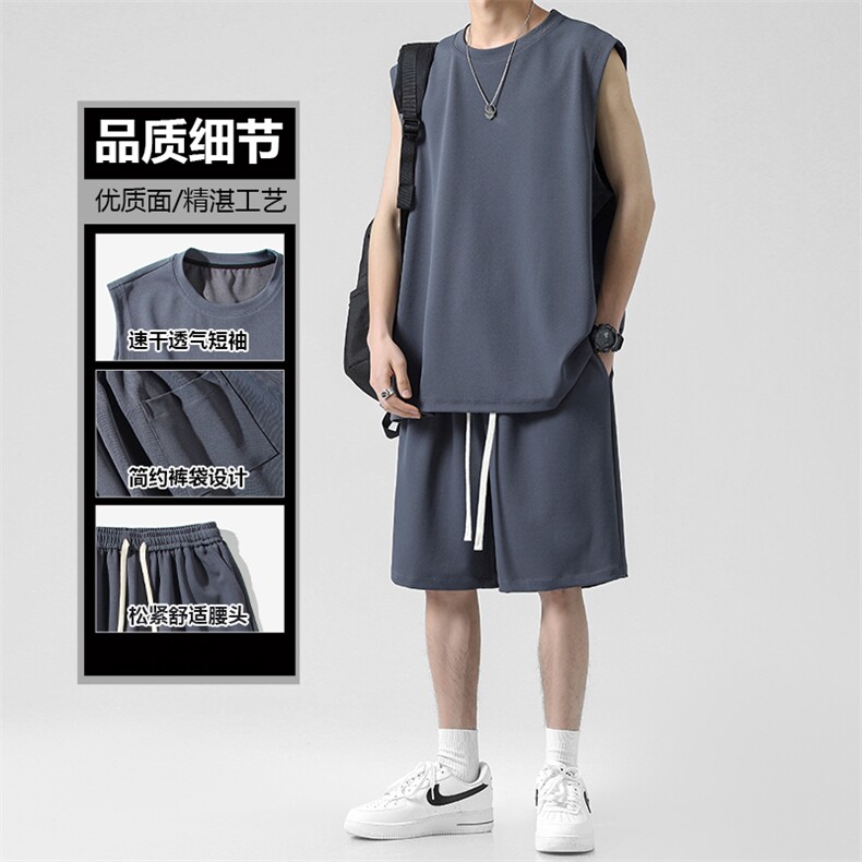 篮球外穿宽松套装运动打底T恤夏季无袖背心潮流 TZ80-特批63图片