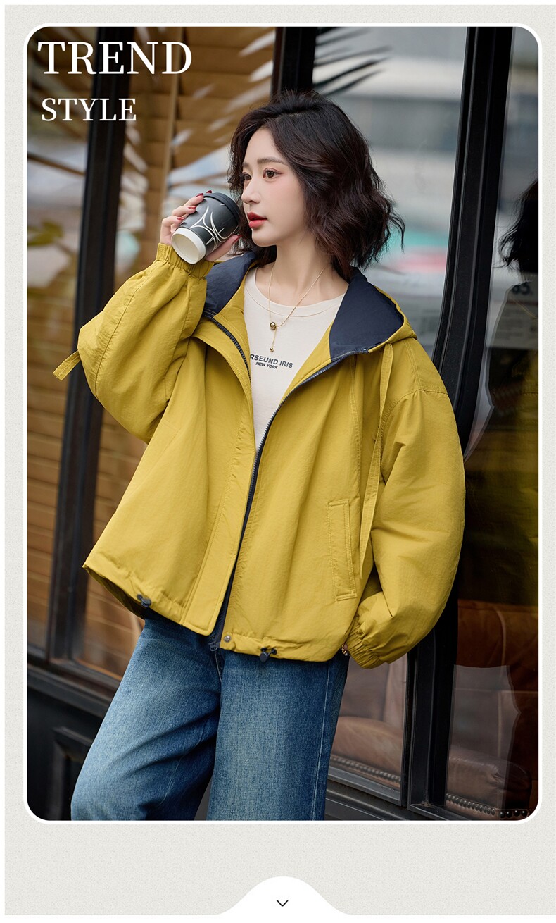 新款工装冲锋衣夹棉短外套2025年冬季小个子连帽休闲夹克,女装棉衣/棉服,贝蕾酷儿
