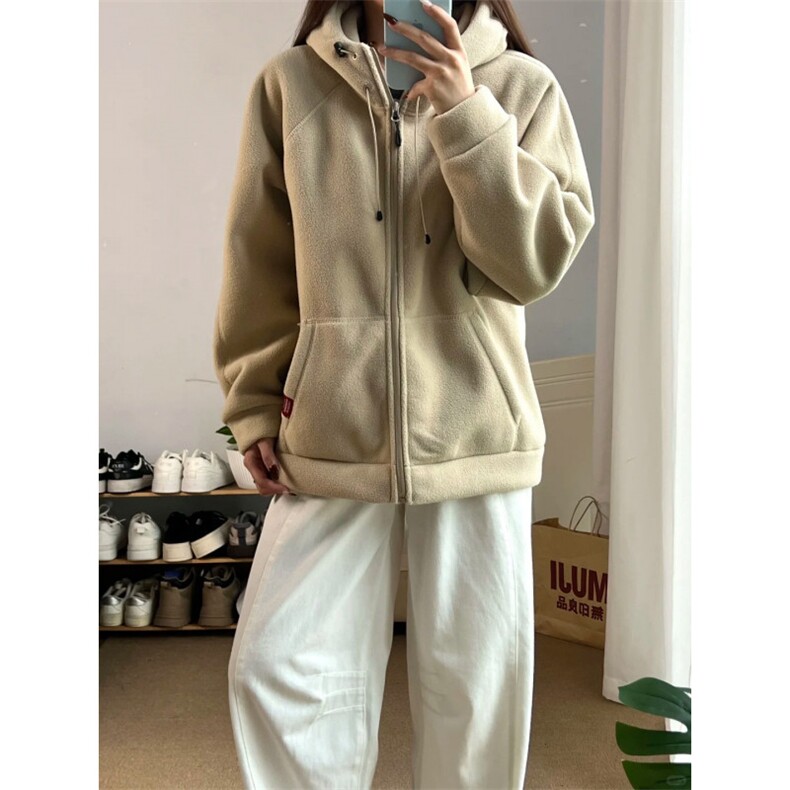 摇粒绒连帽拉链卫衣外套1302-GS02-P55成分100聚酯纤维,女装短外套,星座1302
