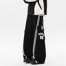 8XL-M高街美式条纹工装裤休闲裤男宽松直通阔腿裤子K9123P78控98，男装工装外套，电商D206-1