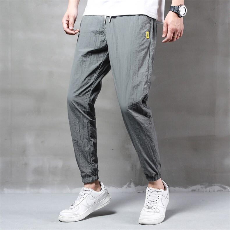 夏季休闲裤男冰丝超薄韩版潮流九分运动裤松束脚跑量4002-516-P25，男装西裤，星座1018