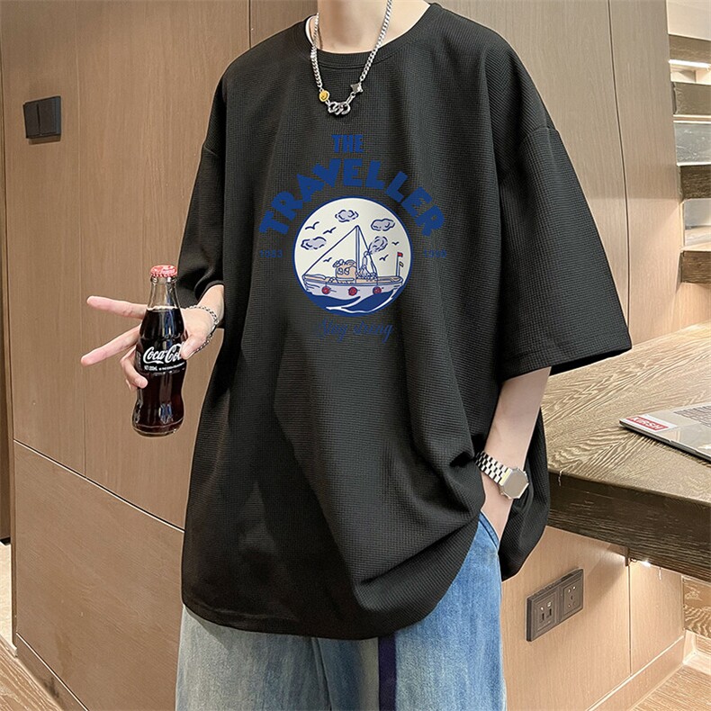 华夫格t恤男短袖男大码五分袖HT73410-P22,男装T恤,电商A040