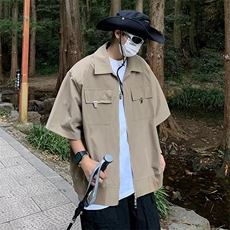 五分袖夏季潮流气质新款青春流行潮衬衫标准方领原宿TC09-P42，男装衬衫，星座1109-3