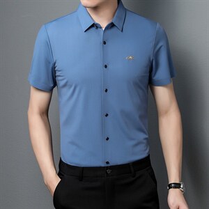 男士夏季短袖衬衫2023新款休闲商务衬衣男士上衣男装ZL1263-P63图片