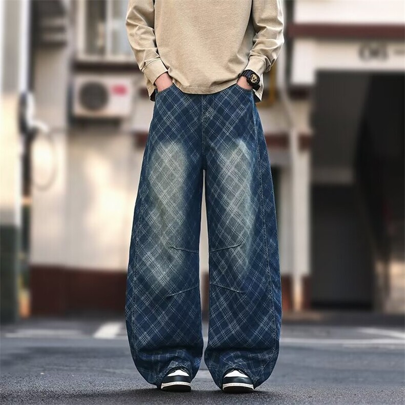 牛仔裤男女阔腿裤2025年春秋新款垂坠感拖地长裤子RK3328-P49,男装牛仔裤,星座412-3
