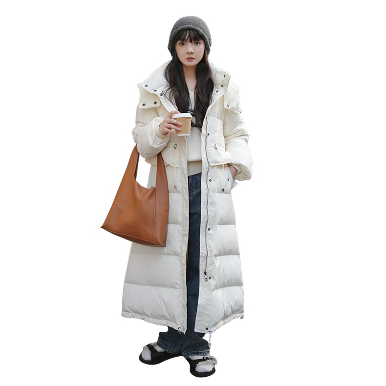 DONGJI2025年明星同款收腰百搭时尚白鸭绒过膝羽绒服L209P275K389,女装羽绒服,2C220