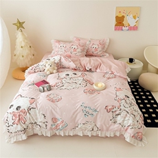 新款洛丽塔lolita风40支全棉水洗棉数码印花四件套，床品套件，一起卖家纺